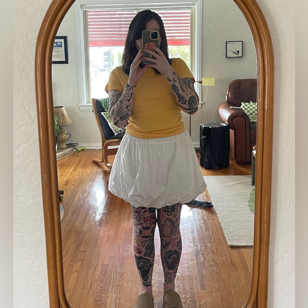 DEACTIVATING IN ONE MONTH :) A Bronze Age Spade Skirt white poplin